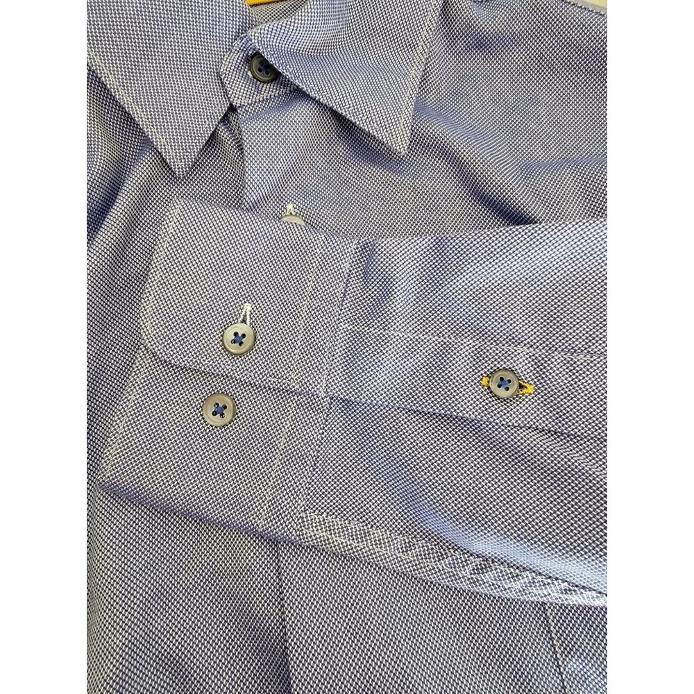 Robert Talbott Classic Mens Blue Long Sleeve Button-Up Shirt 100% Cotton - Picture 6 of 9